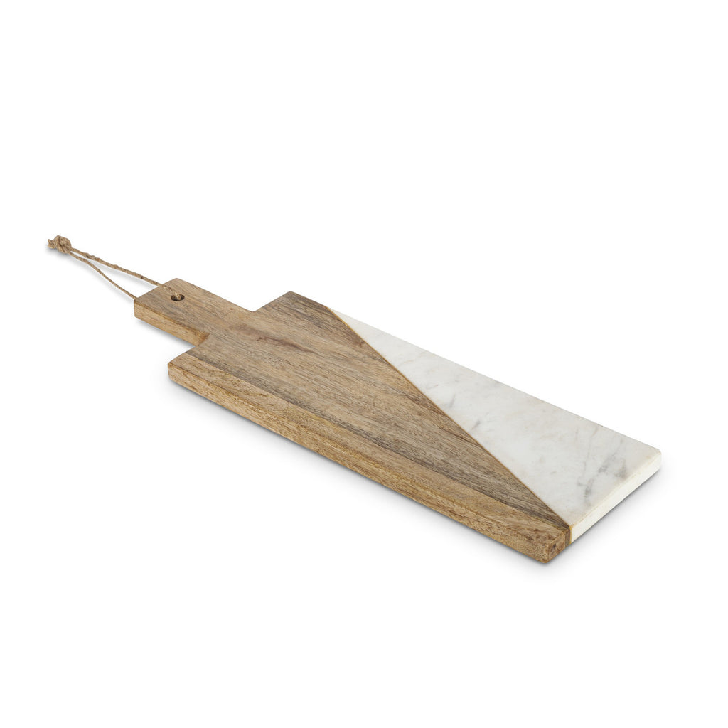 Wood and Marble Cutting Board with Handle - Bombay Mercantile