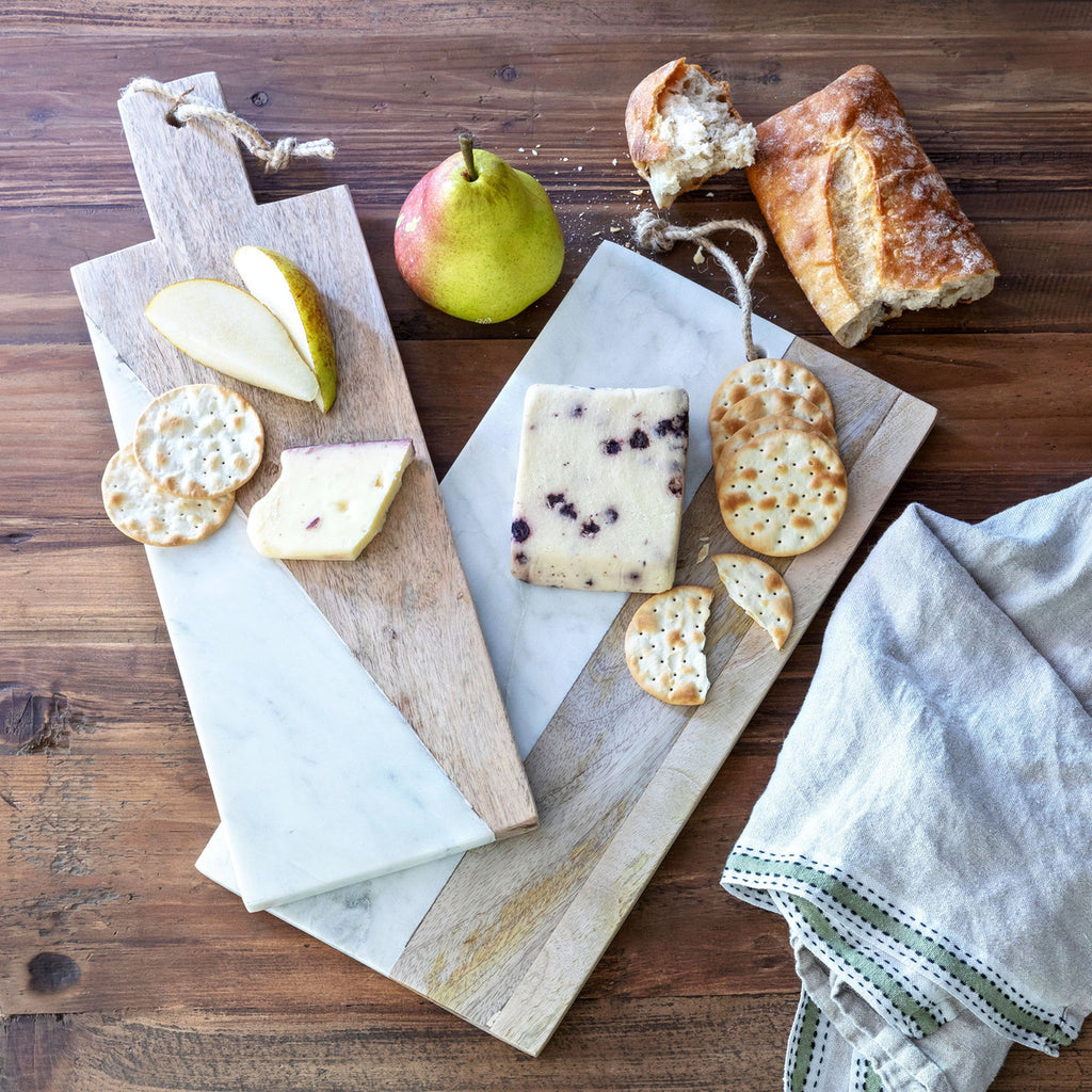Wood and Marble Cutting Board with Handle - Bombay Mercantile
