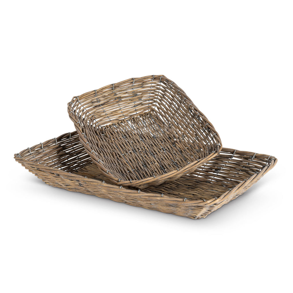 Woven Willow Trays, Set of 2 - Bombay Mercantile