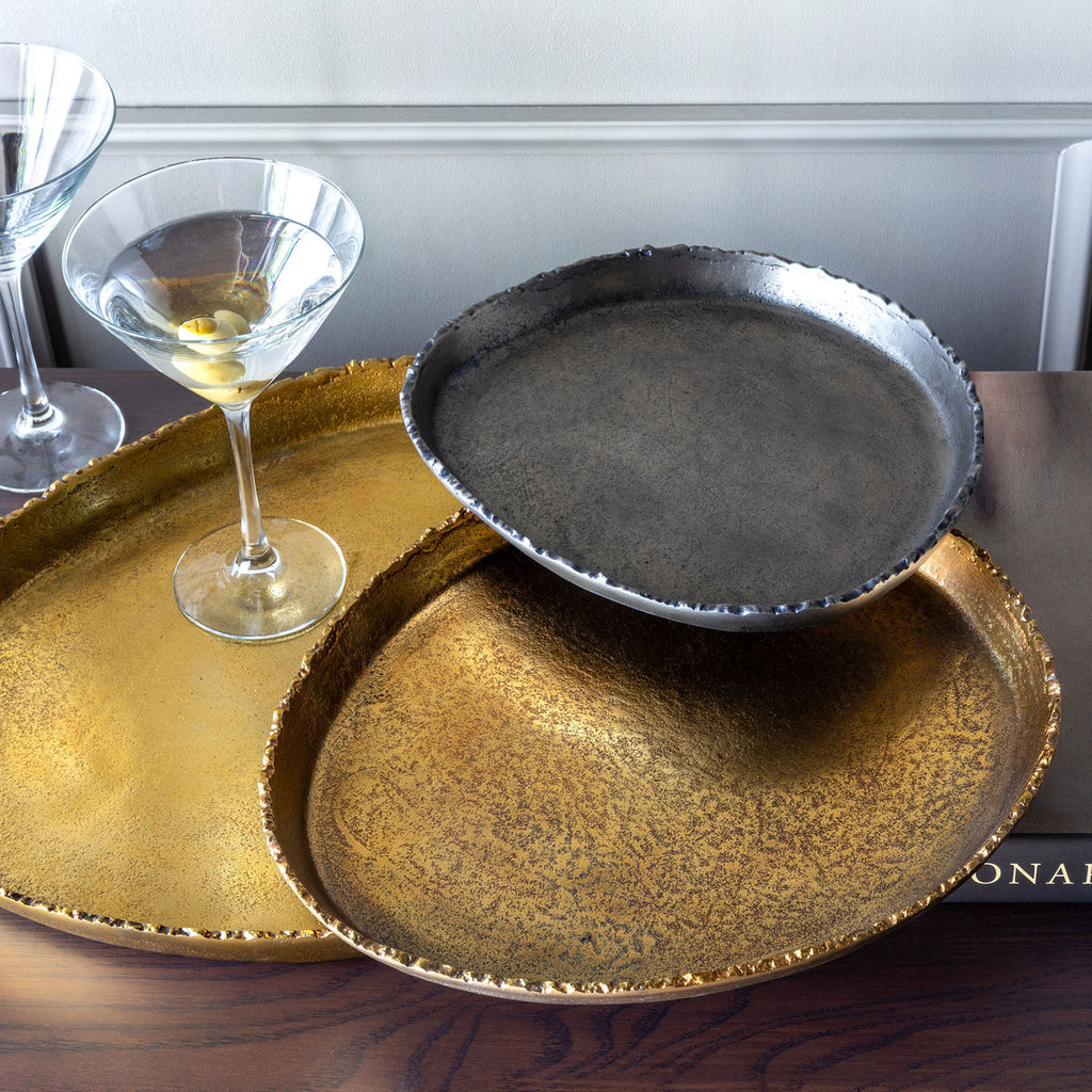 Cast Aluminum Round Trays, Set of 3 - Bombay Mercantile