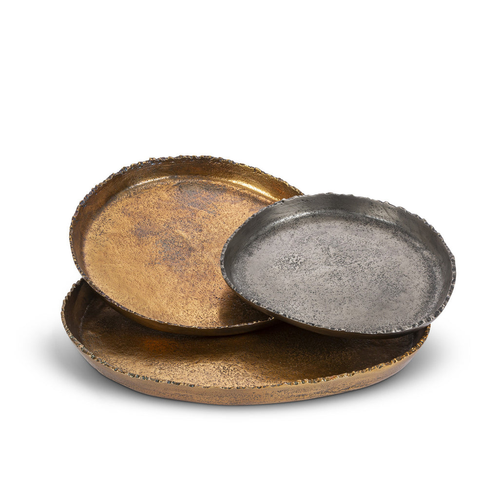 Cast Aluminum Round Trays, Set of 3 - Bombay Mercantile