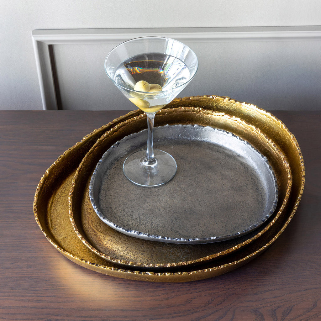 Cast Aluminum Round Trays, Set of 3 - Bombay Mercantile