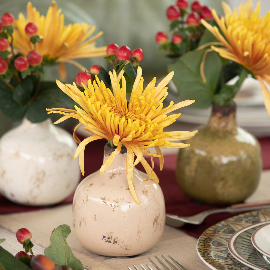 Glazed Stoneware Bud Vase Set of 3 - Bombay Mercantile