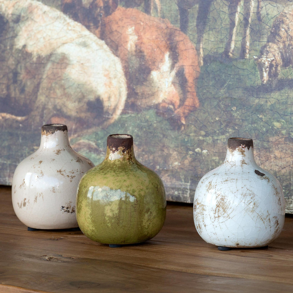 Glazed Stoneware Bud Vase Set of 3 - Bombay Mercantile