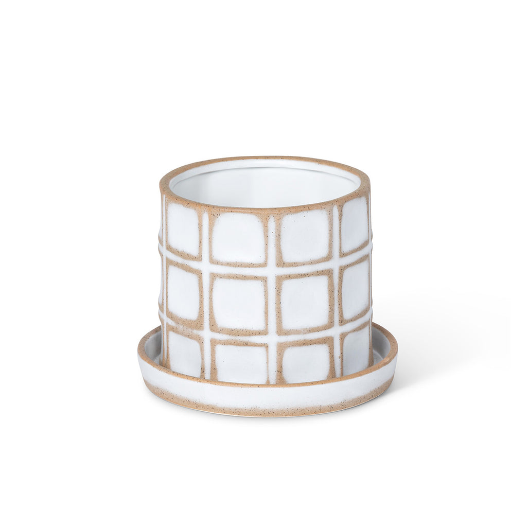 Harmony Ceramic Pot with Saucer, 7.5" - Bombay Mercantile