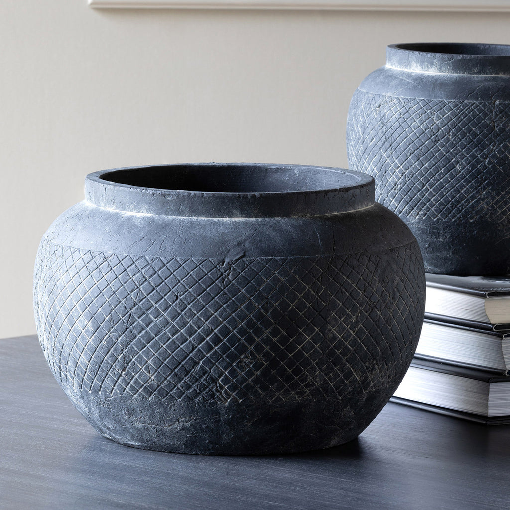 Yucca Cement Rotund Pot, 15" - Bombay Mercantile