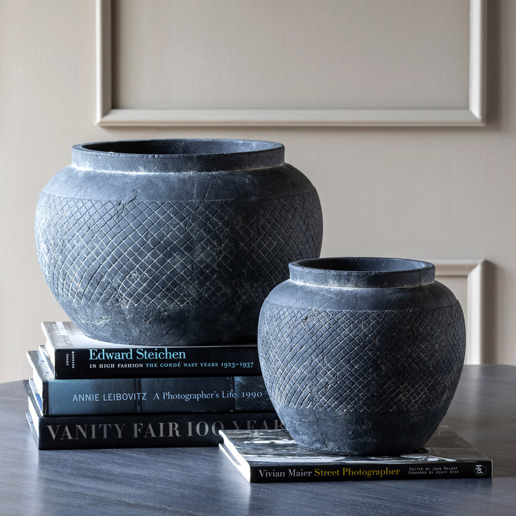 Yucca Cement Rotund Pot, 15" - Bombay Mercantile