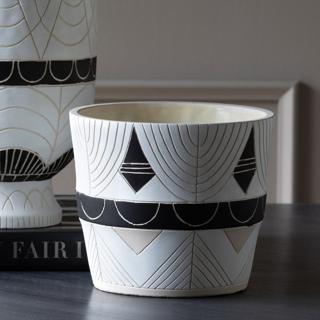 Del Sur Pattern Cement Pot, 8.25" - Bombay Mercantile