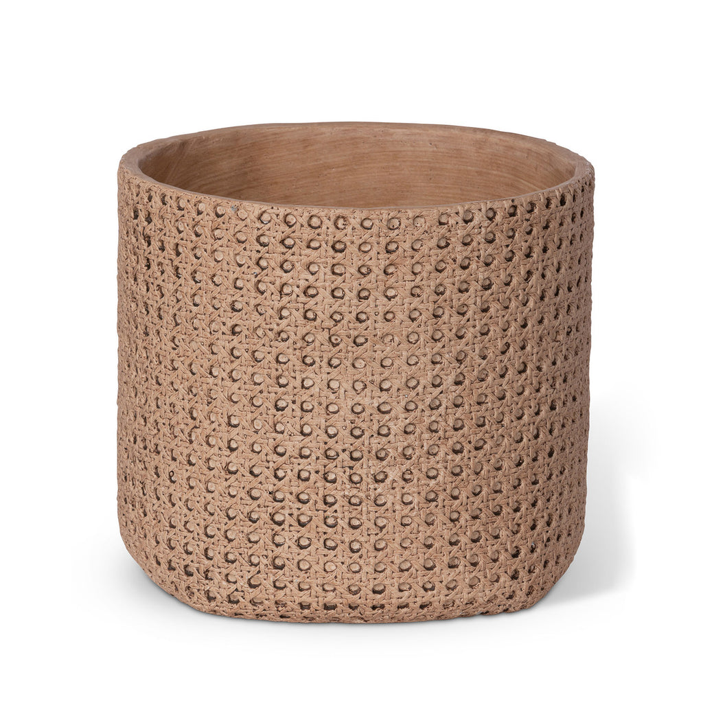 Cane Relief Pattern Cement Pot, 10.25" - Bombay Mercantile