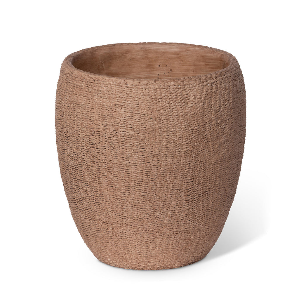 Seagrass Relief Pattern Cement Pot, 10" - Bombay Mercantile