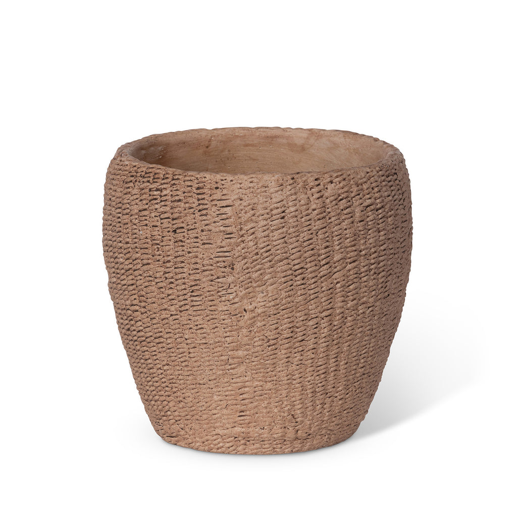 Seagrass Relief Pattern Cement Pot, 8" - Bombay Mercantile