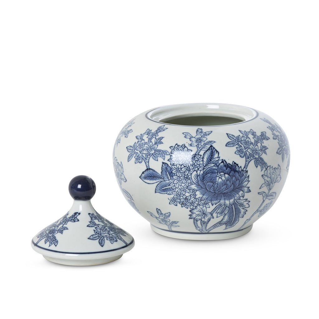 Porcelain Lidded Jasmine Jar - Bombay Mercantile