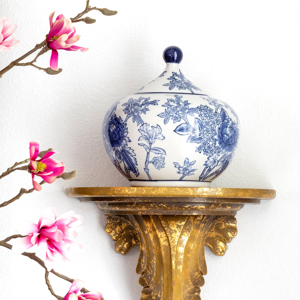 Porcelain Lidded Jasmine Jar - Bombay Mercantile