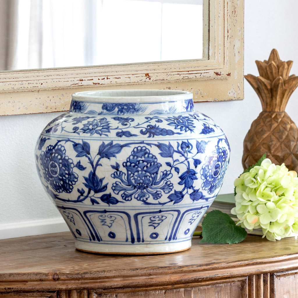 Chinoiserie Ginger Jar Vase - Bombay Mercantile