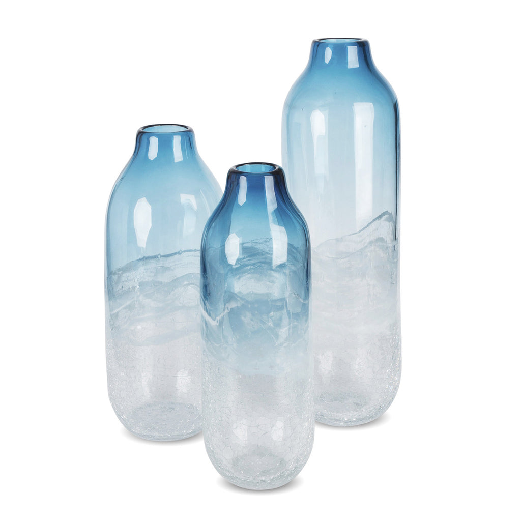 Indigo Ink Artisan Glass Vases, Set of 3 - Bombay Mercantile