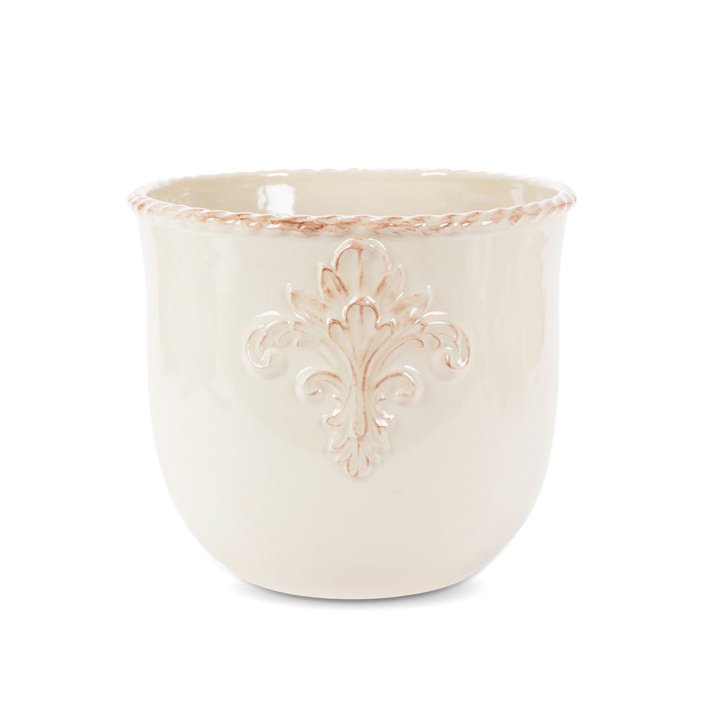 Stoneware Planter on Metal Base - Bombay Mercantile