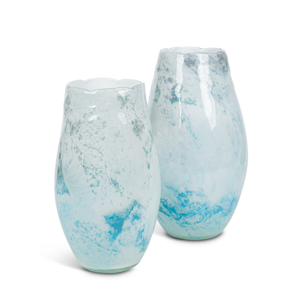 Sea Breeze Artisan Glass Vases, Set of 2 - Bombay Mercantile
