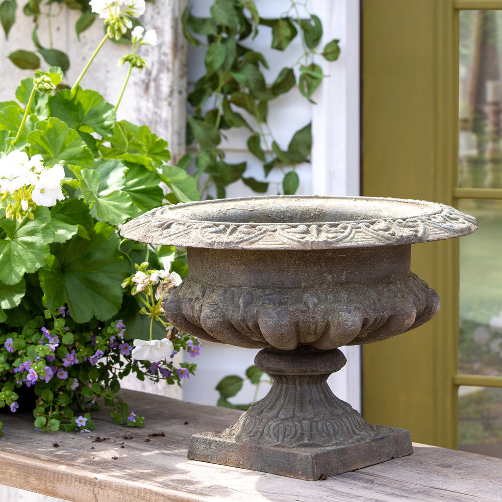 Classic Cast Iron Garden Urn - Bombay Mercantile