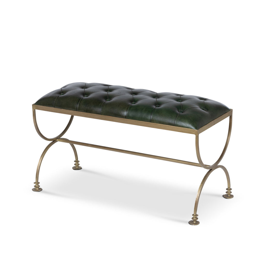 Farleigh House Leather Bench - Bombay Mercantile
