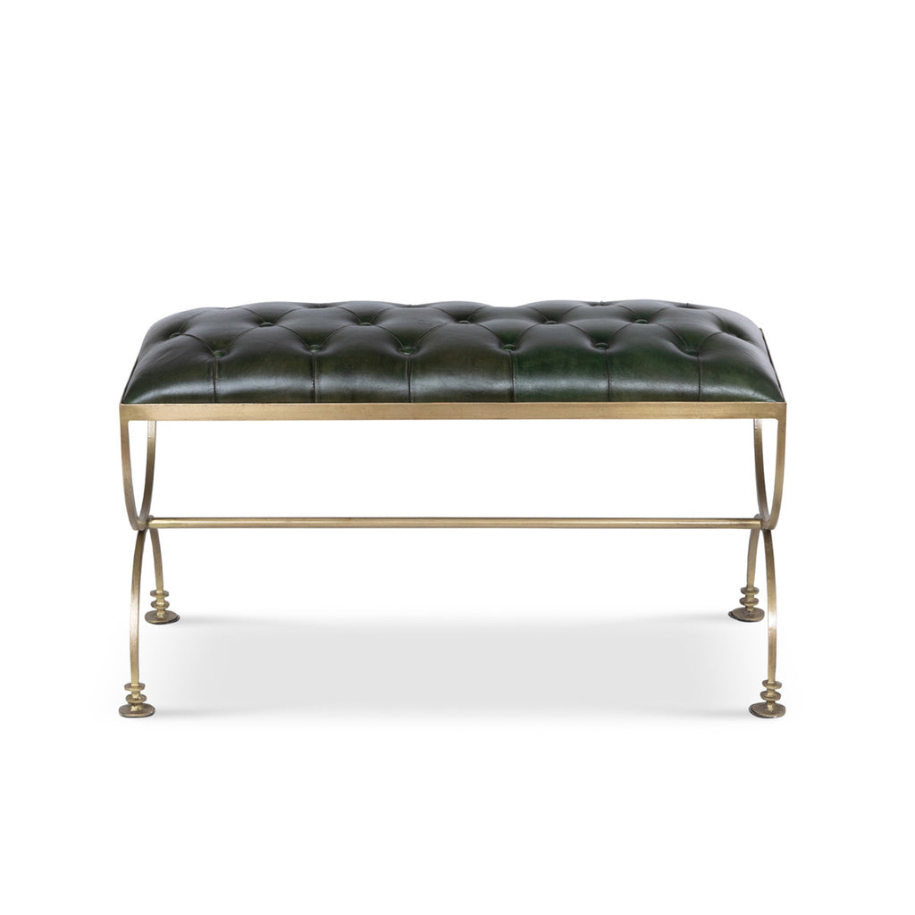 Farleigh House Leather Bench - Bombay Mercantile