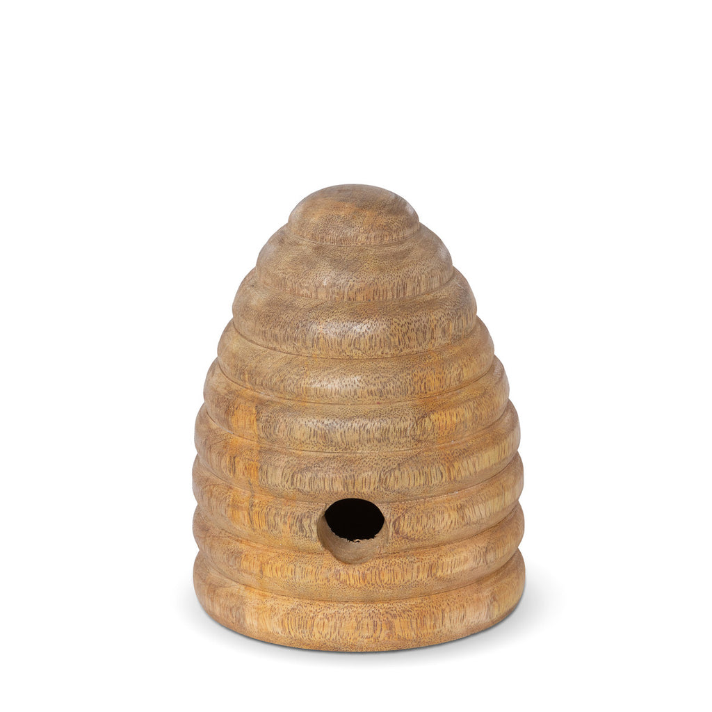 Carved Wood Tabletop Beehive, Small - Bombay Mercantile