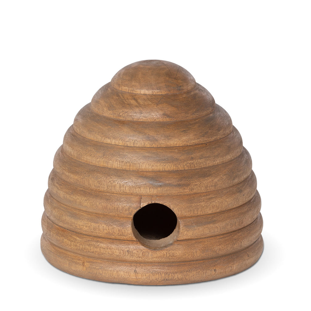 Carved Wood Tabletop Beehive, Large - Bombay Mercantile