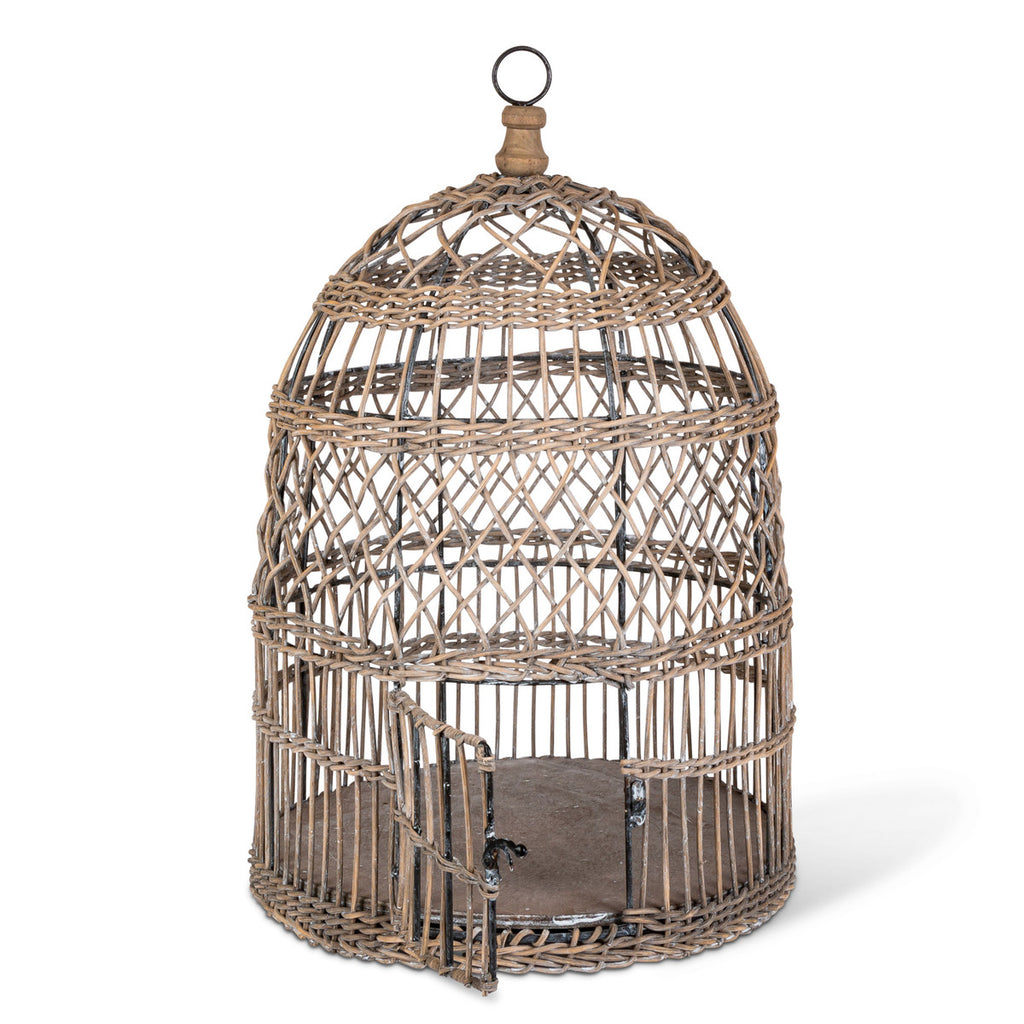 Wicker and Metal Bird Cage - Bombay Mercantile