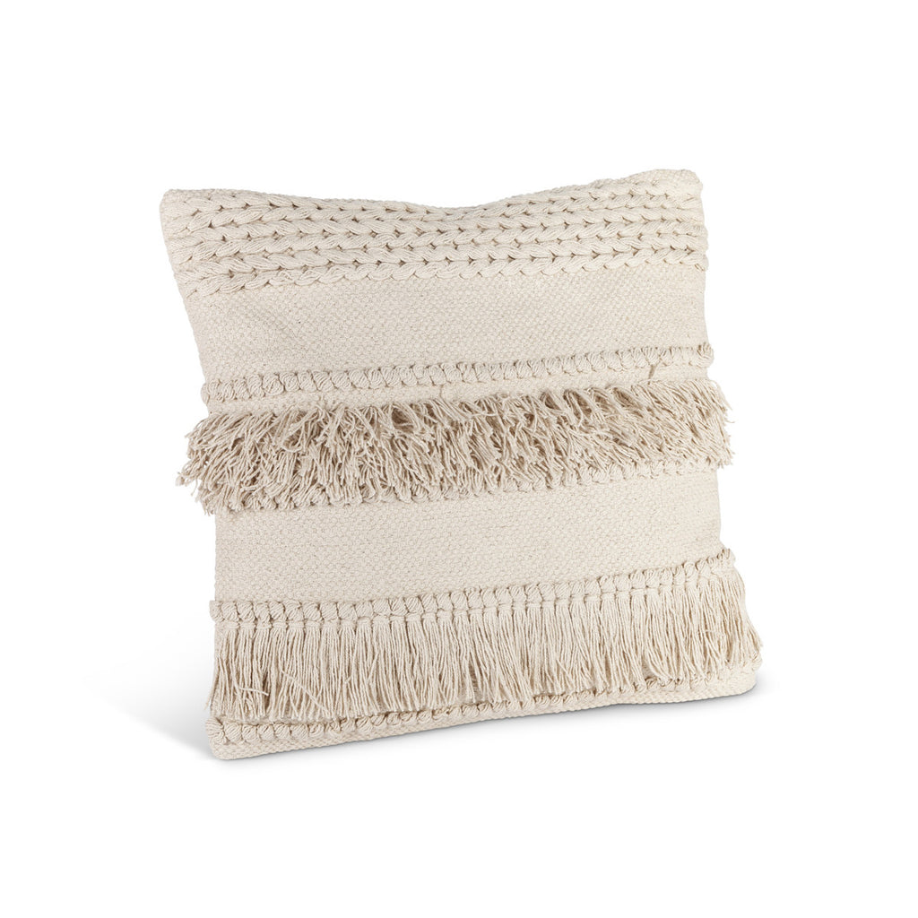 Cotton Woven Fringe Square Pillow - Bombay Mercantile