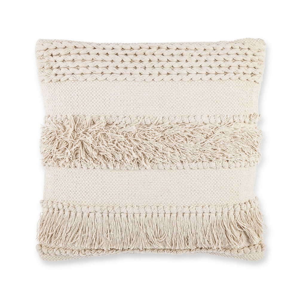 Cotton Woven Fringe Square Pillow - Bombay Mercantile