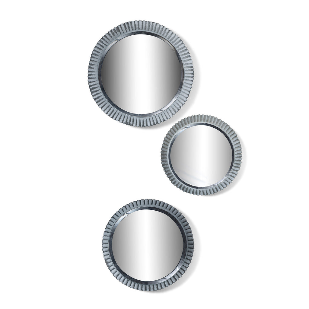 Round Fluted Mirrors , Set of 3 - Bombay Mercantile