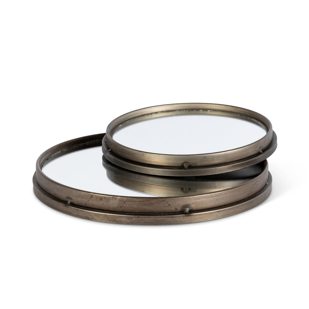 Iron Frame Mirrored Trays, Set of 2 - Bombay Mercantile
