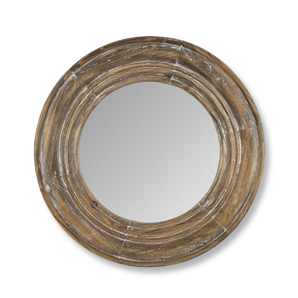Round Wooden Frame Mirror, 20" - Bombay Mercantile