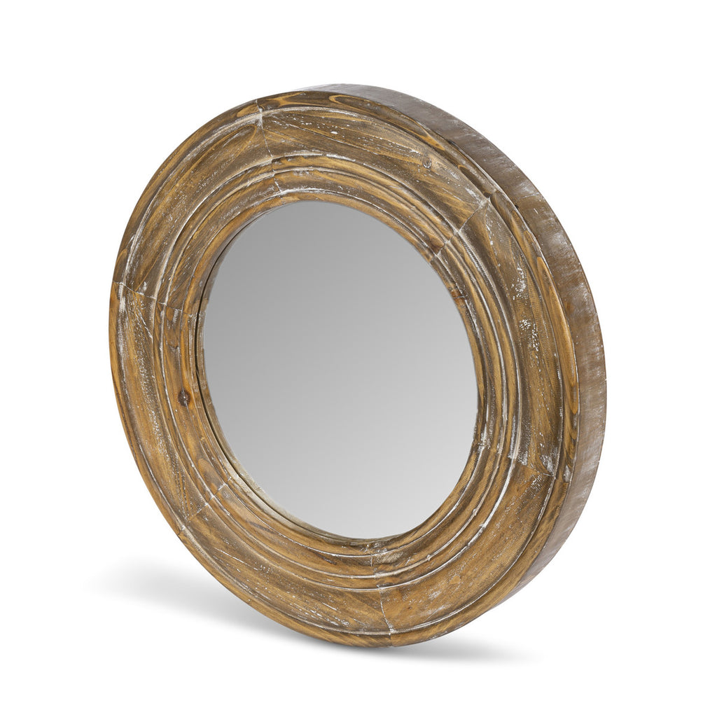 Round Wooden Frame Mirror, 20" - Bombay Mercantile