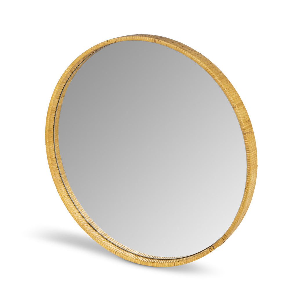 Rattan Wrapped Wood Mirror, 24" - Bombay Mercantile