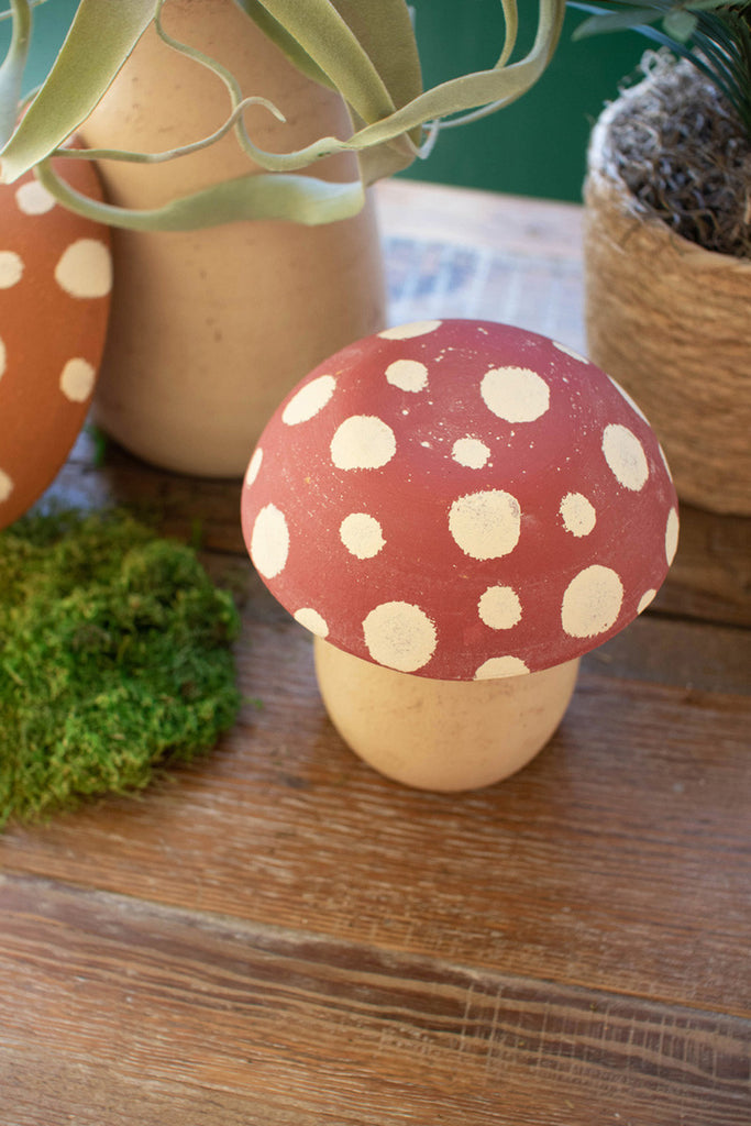 Set of 2 Clay Mushroom Canisters - Bombay Mercantile