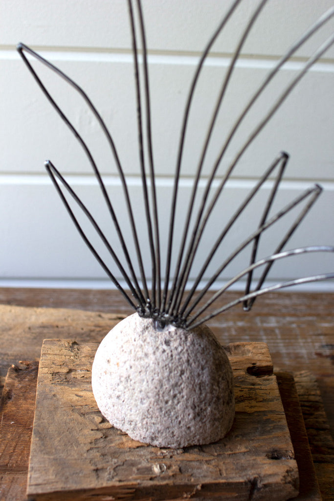 Set of 2 Wire Lake Plants with River Rock Base - Bombay Mercantile