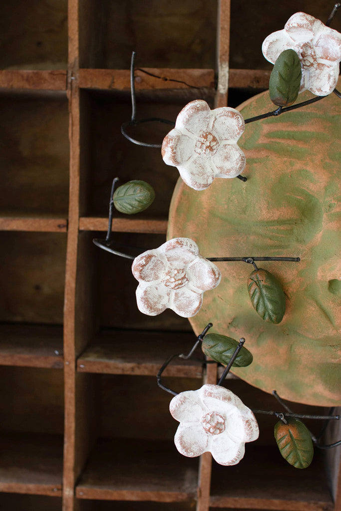 Wind Blown Clay Sun Face with Dogwood Flowers - Bombay Mercantile