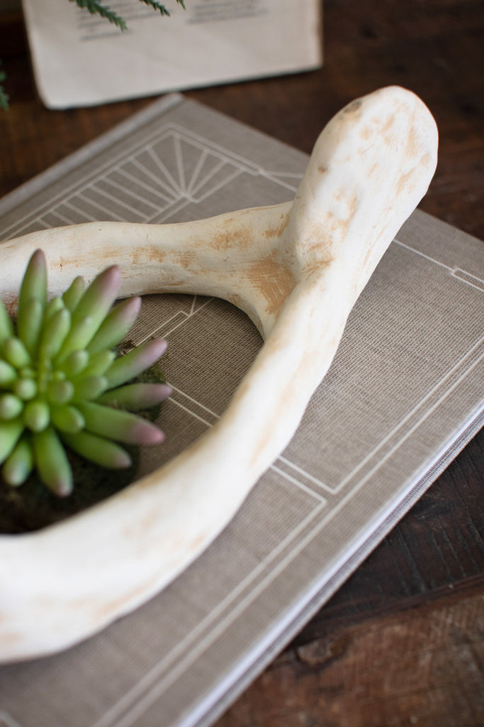Giant White Clay Wishbone, Set of 2 - Bombay Mercantile
