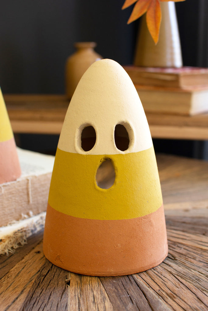 Set of 2 Clay Candy Corn Lanterns - Bombay Mercantile