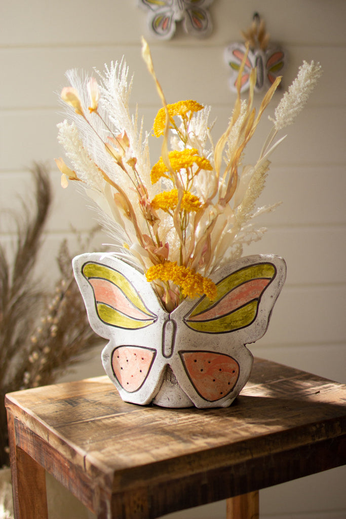 Clay Butterfly Vase - Bombay Mercantile