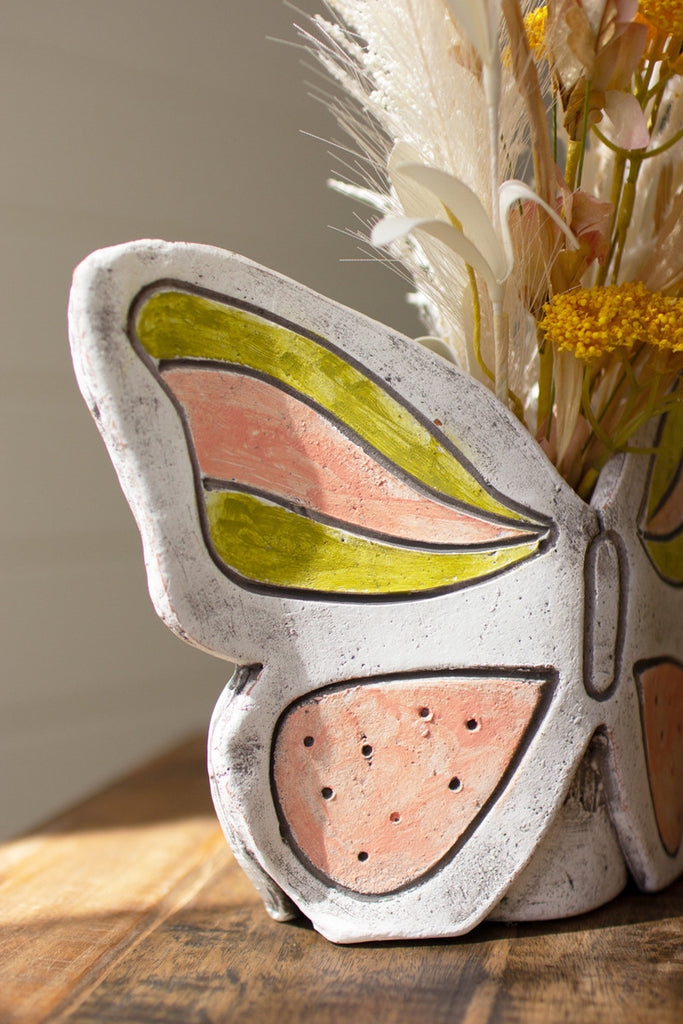 Clay Butterfly Vase - Bombay Mercantile