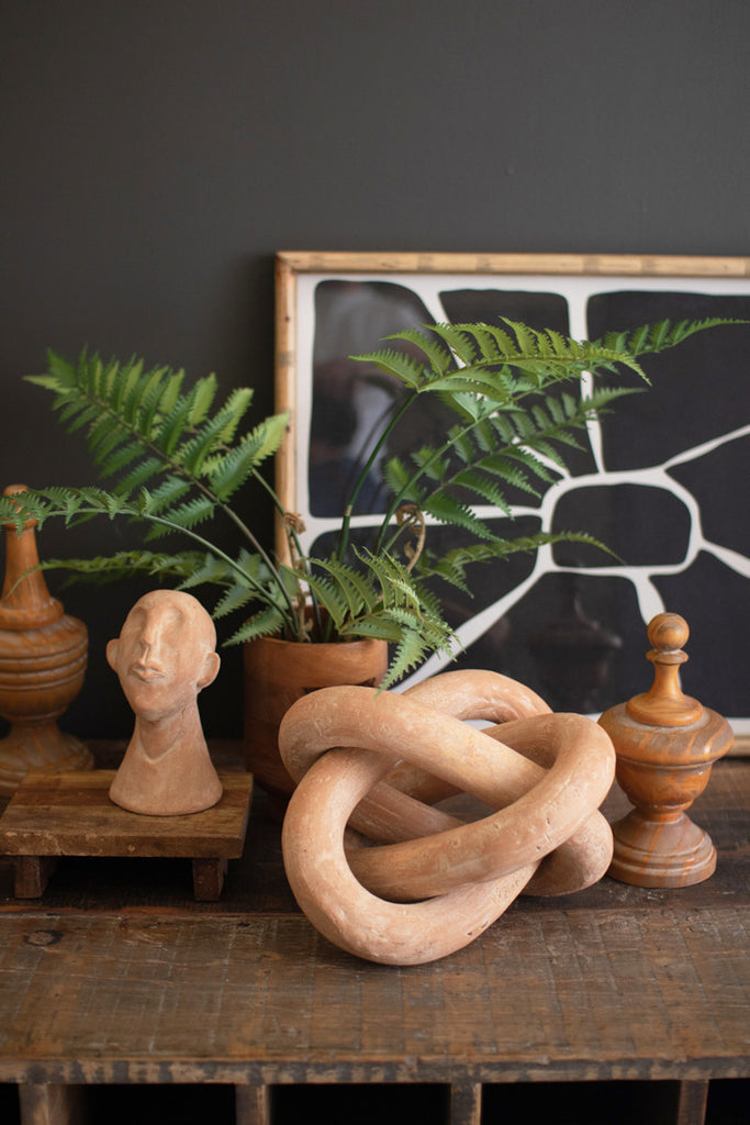Large Clay Linking Loops Sculpture - Bombay Mercantile