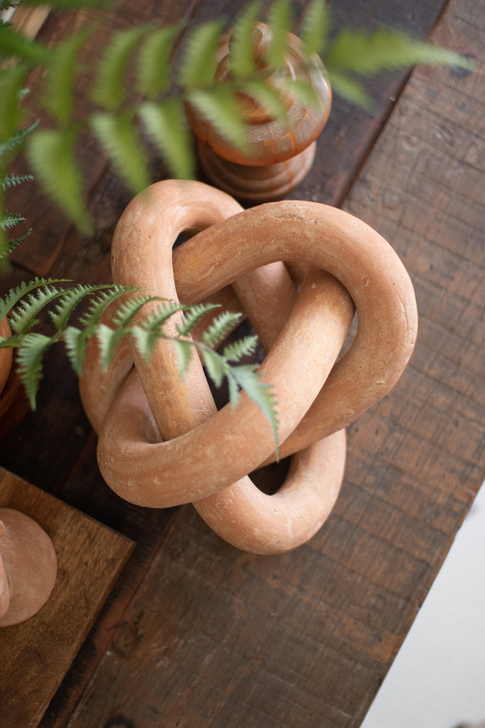 Large Clay Linking Loops Sculpture - Bombay Mercantile