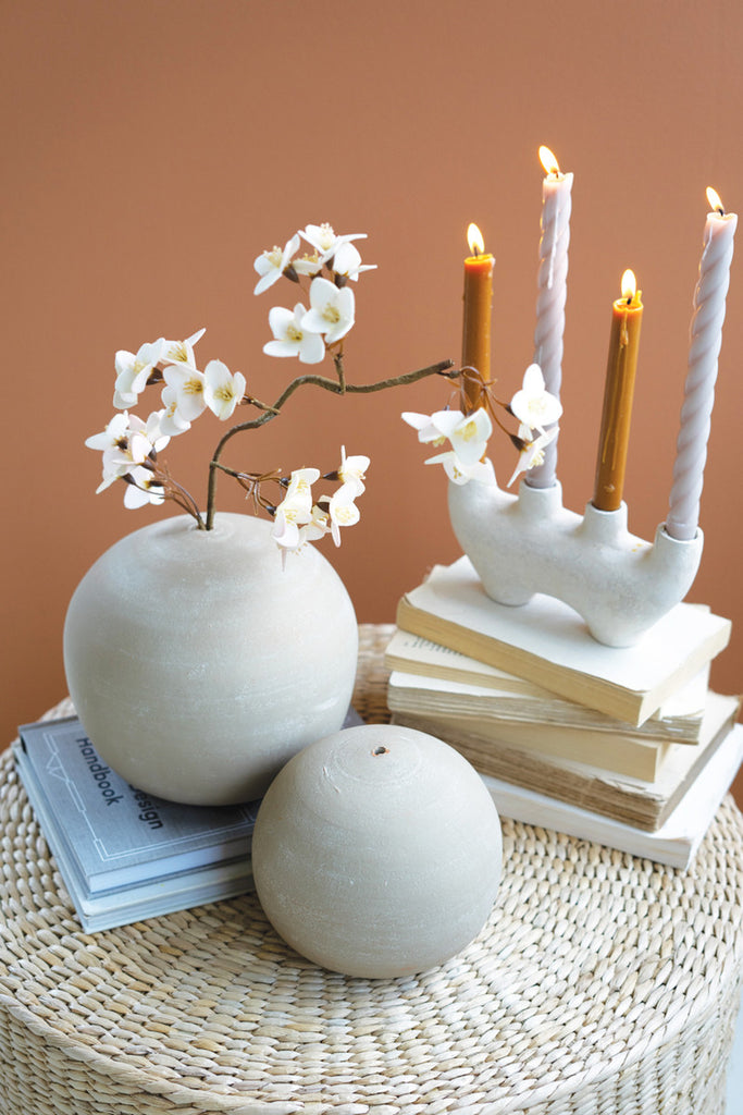 Set of 2 Grey-Wash Clay Spheres - Bombay Mercantile
