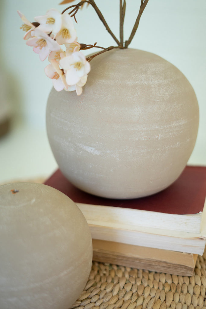 Set of 2 Grey-Wash Clay Spheres - Bombay Mercantile