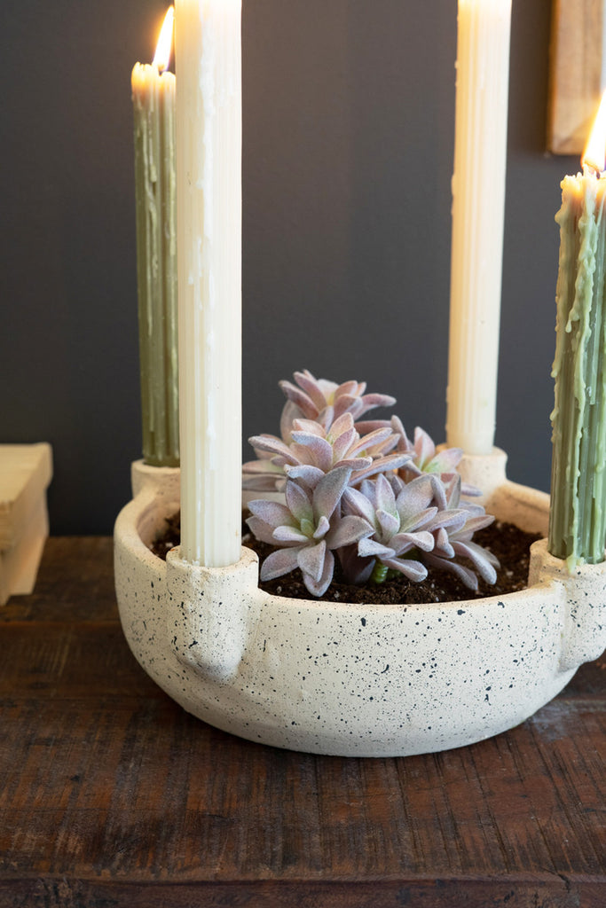Clay Bowl Taper Holder - Bombay Mercantile
