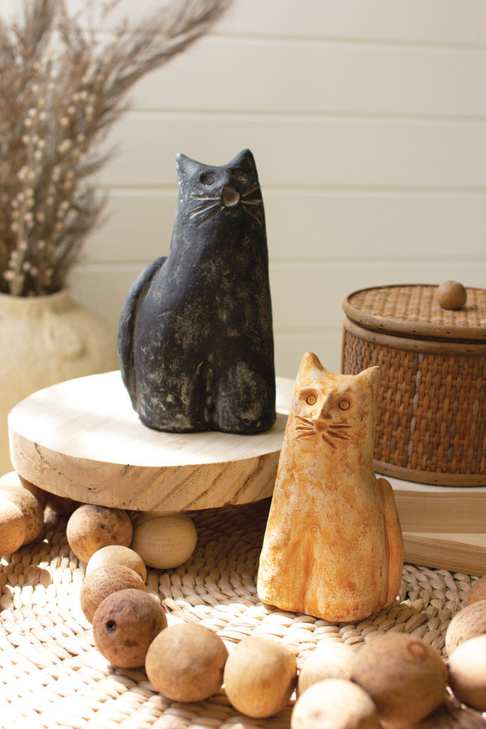 Set of 2 Clay Cats - Bombay Mercantile