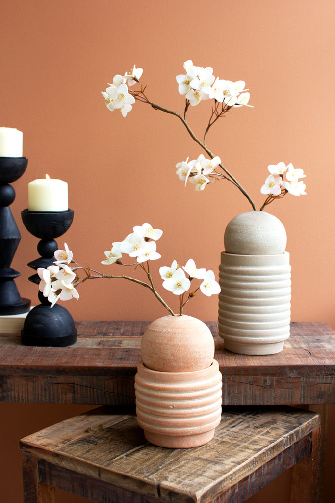 Set of 2 Ribbed vases with Spheres Vase - Bombay Mercantile