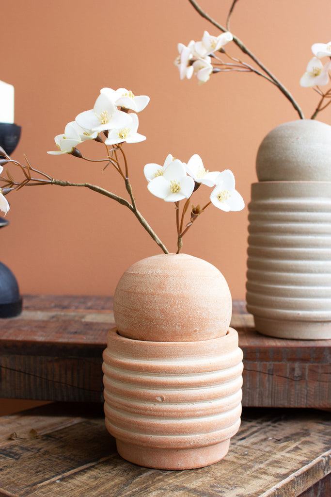 Set of 2 Ribbed vases with Spheres Vase - Bombay Mercantile