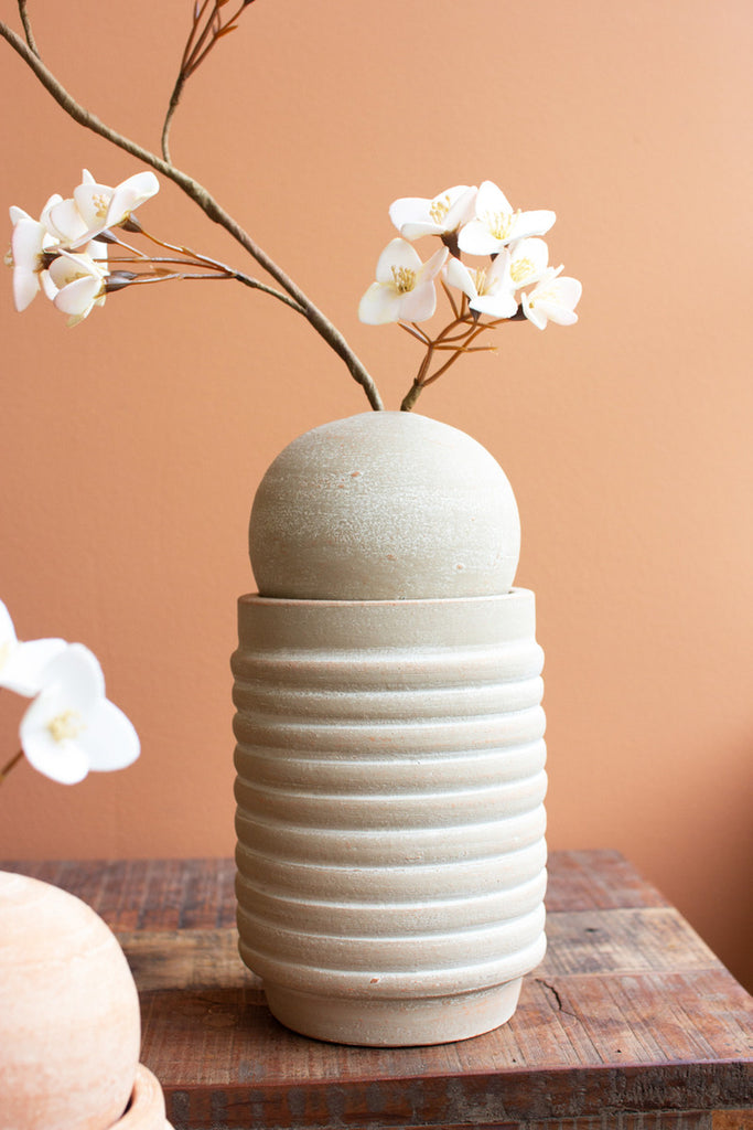Set of 2 Ribbed vases with Spheres Vase - Bombay Mercantile